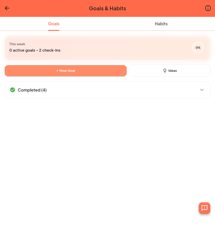 Goals screen showing value-aligned goal tracking